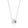 18k White Gold 18k White Gold Lotus Fresh Water Carved Pearl And Blue Sapphire Pendant - Flat View -  103245 - Thumbnail