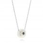  Platinum Platinum Lotus Fresh Water Carved Pearl And Blue Sapphire Pendant - Flat View -  103245 - Thumbnail