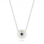  Platinum Platinum Lotus Fresh Water Carved Pearl And Blue Sapphire Pendant - Three-Quarter View -  103245 - Thumbnail