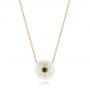 14k Rose Gold 14k Rose Gold Lotus Fresh Water Carved Pearl And Emerald Pendant - Three-Quarter View -  103244 - Thumbnail