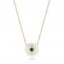 14k Rose Gold 14k Rose Gold Lotus Fresh Water Carved Pearl And Emerald Pendant - Three-Quarter View -  103244 - Thumbnail