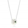 14k White Gold 14k White Gold Lotus Fresh Water Carved Pearl And Emerald Pendant - Flat View -  103244 - Thumbnail