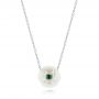  Platinum Platinum Lotus Fresh Water Carved Pearl And Emerald Pendant - Three-Quarter View -  103244 - Thumbnail