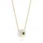 14k Yellow Gold Lotus Fresh Water Carved Pearl And Emerald Pendant - Flat View -  103244 - Thumbnail