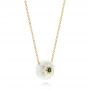 14k Yellow Gold Lotus Fresh Water Carved Pearl And Emerald Pendant - Flat View -  103244 - Thumbnail