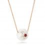 14k Rose Gold 14k Rose Gold Lotus Fresh Water Carved Pearl And Ruby Pendant - Flat View -  102591 - Thumbnail