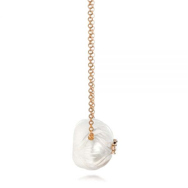 14k Rose Gold 14k Rose Gold Lotus Fresh Water Carved Pearl And Ruby Pendant - Side View - 102591