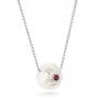  Platinum Platinum Lotus Fresh Water Carved Pearl And Ruby Pendant - Flat View -  102591 - Thumbnail