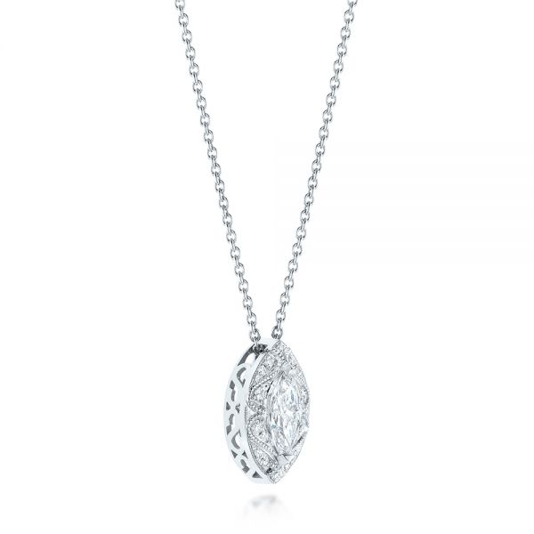  Platinum Platinum Marquise Diamond Halo Pendant - Flat View -  103292