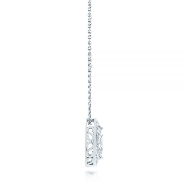 14k White Gold 14k White Gold Marquise Diamond Halo Pendant - Side View -  103292