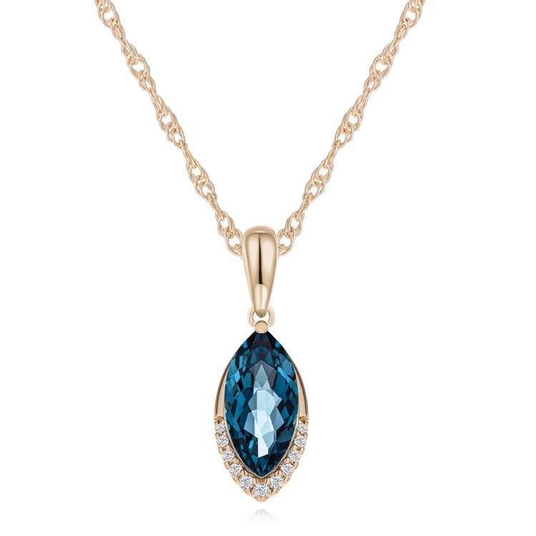 Marquise London Blue Topaz and Diamond Necklace - Three-quarter view
