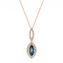 14k Rose Gold Marquise London Blue Topaz And Diamond Pendant - Three-Quarter View -  104993 - Thumbnail