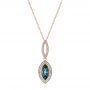 14k Rose Gold Marquise London Blue Topaz And Diamond Pendant - Three-Quarter View -  104993 - Thumbnail