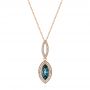 18k Rose Gold 18k Rose Gold Marquise London Blue Topaz And Diamond Pendant - Three-Quarter View -  104993 - Thumbnail