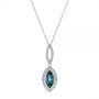  Platinum Platinum Marquise London Blue Topaz And Diamond Pendant - Three-Quarter View -  104993 - Thumbnail