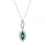 14k White Gold 14k White Gold Marquise London Blue Topaz And Diamond Pendant - Three-Quarter View -  104993 - Thumbnail