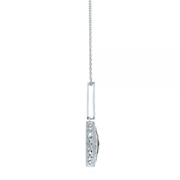 14k White Gold 14k White Gold Marquise London Blue Topaz And Diamond Pendant - Side View -  104993