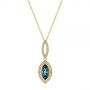 14k Yellow Gold 14k Yellow Gold Marquise London Blue Topaz And Diamond Pendant - Three-Quarter View -  104993 - Thumbnail