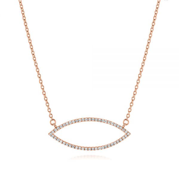 14k Rose Gold 14k Rose Gold Marquise Shape Necklace - Three-Quarter View -  107082