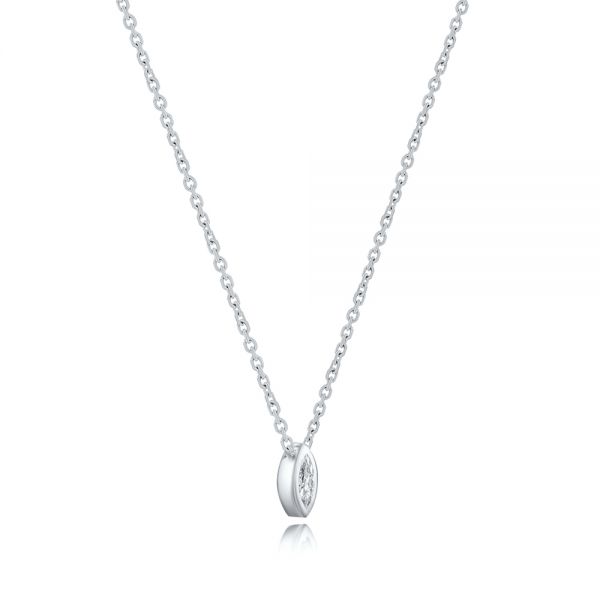 18k White Gold 18k White Gold Mini Marquise Diamond Bezel Drop Necklace - Flat View - 107688