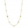 14k Yellow Gold 14k Yellow Gold Mix Hexagon Station Double Curb Necklace - Three-Quarter View -  107019 - Thumbnail