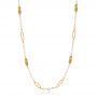14k Yellow Gold 14k Yellow Gold Mix Oval Station Double Curb Necklace - Three-Quarter View -  107024 - Thumbnail
