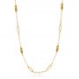 14k Yellow Gold 14k Yellow Gold Mix Oval Station Double Curb Necklace - Three-Quarter View -  107024 - Thumbnail