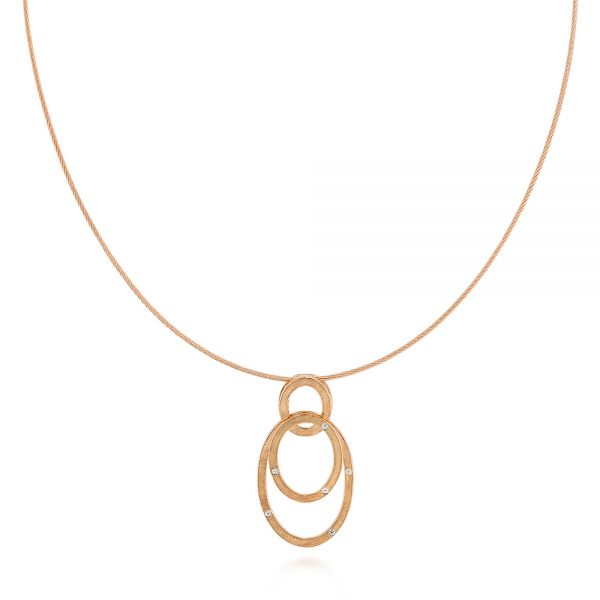 18k Rose Gold 18k Rose Gold Modern Circle Diamond Necklace - Three-Quarter View -  105804