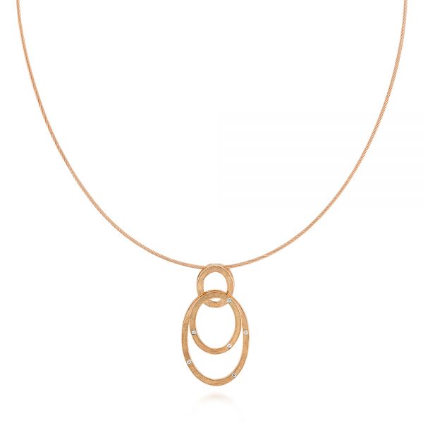 14k Rose Gold 14k Rose Gold Modern Circle Diamond Necklace - Three-Quarter View -  105804