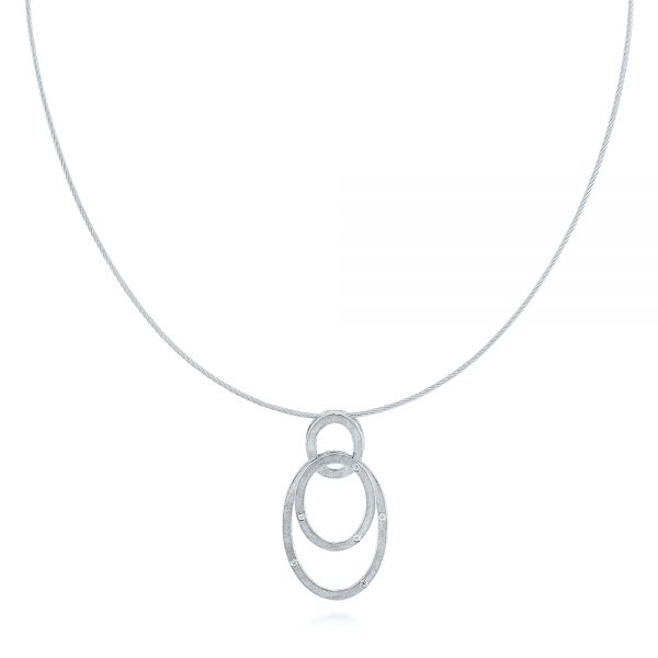  Platinum Platinum Modern Circle Diamond Necklace - Three-Quarter View -  105804