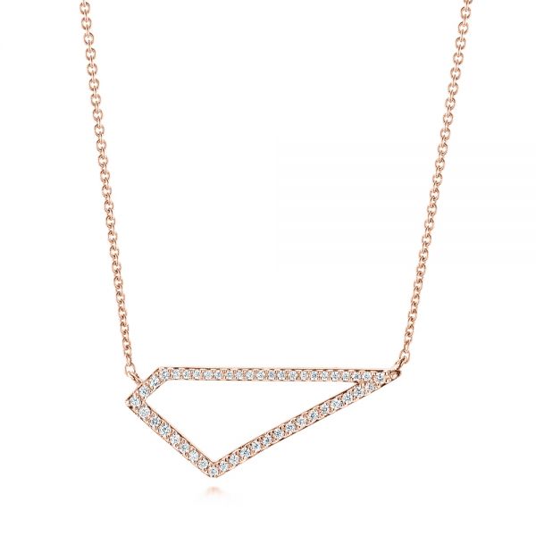 14k Rose Gold 14k Rose Gold Modern Geometric Diamond Necklace - Three-Quarter View -  103698
