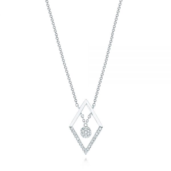 Platinum Platinum Modern Geometric Diamond Necklace - Three-Quarter View - 103699