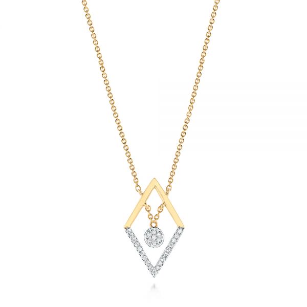 18k Yellow Gold 18k Yellow Gold Modern Geometric Diamond Necklace - Three-Quarter View - 103699