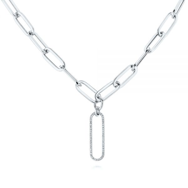  Platinum Platinum Modern Paperclip Diamond Necklace - Three-Quarter View -  106225