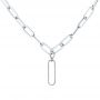 14k White Gold 14k White Gold Modern Paperclip Diamond Necklace - Three-Quarter View -  106225 - Thumbnail