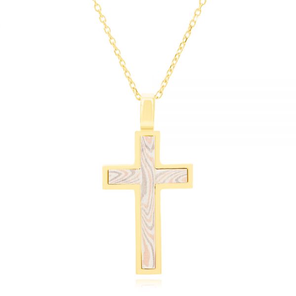 Mokume and Rose Gold Cross - Image