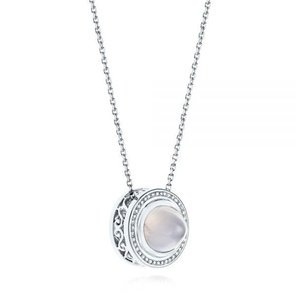  14K Gold Moonstone And Diamond Necklace - Flat View -  105987