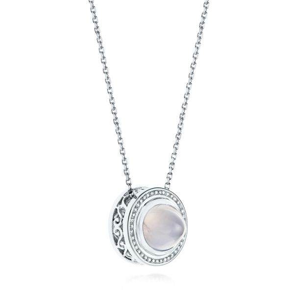 14K Gold Moonstone And Diamond Necklace - Flat View - 105987