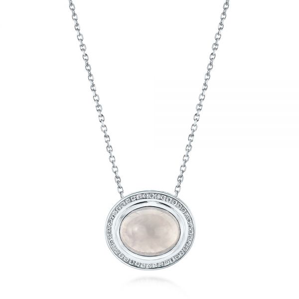  14K Gold Moonstone And Diamond Necklace - Three-Quarter View -  105987
