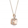 18k Rose Gold 18k Rose Gold Morganite And Diamond Halo Pendant - Flat View -  101016 - Thumbnail