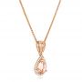 18k Rose Gold 18k Rose Gold Morganite And Diamond Halo Pendant - Flat View -  102529 - Thumbnail