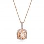 18k Rose Gold Morganite And Diamond Halo Pendant