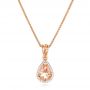 18k Rose Gold Morganite And Diamond Halo Pendant