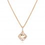 14k Rose Gold 14k Rose Gold Morganite And Diamond Halo Pendant - Three-Quarter View -  102639 - Thumbnail