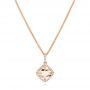 14k Rose Gold 14k Rose Gold Morganite And Diamond Halo Pendant - Three-Quarter View -  102639 - Thumbnail