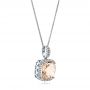 14k White Gold 14k White Gold Morganite And Diamond Halo Pendant - Flat View -  101016 - Thumbnail