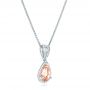  Platinum Platinum Morganite And Diamond Halo Pendant - Flat View -  102529 - Thumbnail