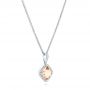  Platinum Platinum Morganite And Diamond Halo Pendant - Flat View -  102639 - Thumbnail