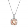 14k White Gold Morganite And Diamond Halo Pendant