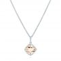 14k White Gold 14k White Gold Morganite And Diamond Halo Pendant - Three-Quarter View -  102639 - Thumbnail